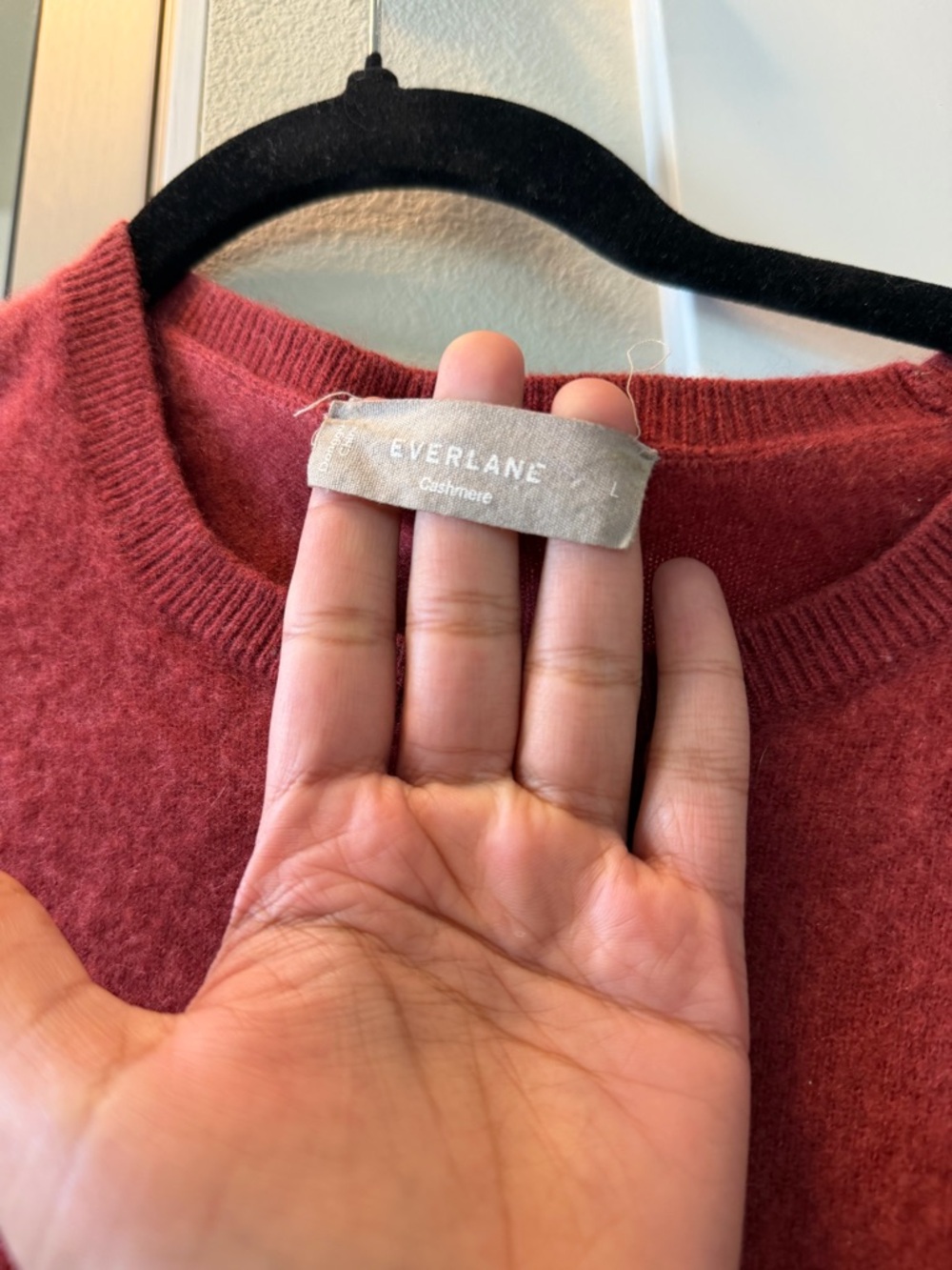 Everlane Cashmere Crewneck Sweater in Deep Brick